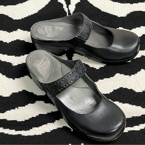 Dansko Solitare Leather Open Back Mary Jane Clogs Size 41 - Picture 6 of 14